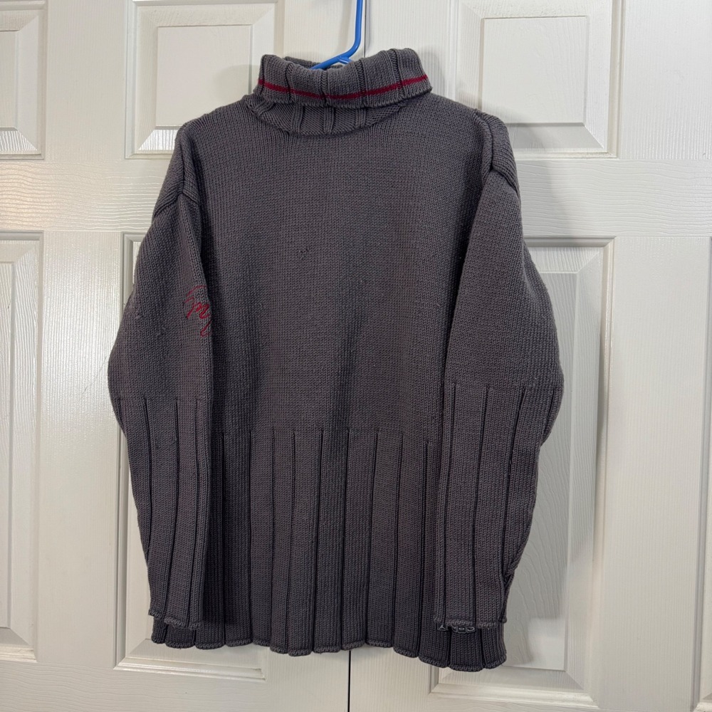 Y2K RARE Jordan Air Two3 Men's Gray 100% Wool Turtleneck Sweater Medium